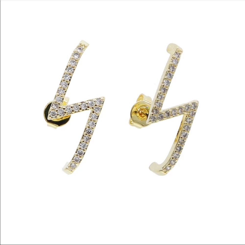 • Leona • Lightning Bolt Stud Earrings - Picture 3 of 3